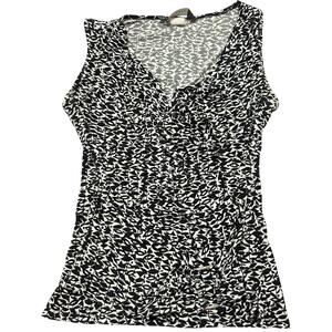 la vita Tank Top Women Size S Black White V-Neck Sleeveless Y2K 2000s Retro